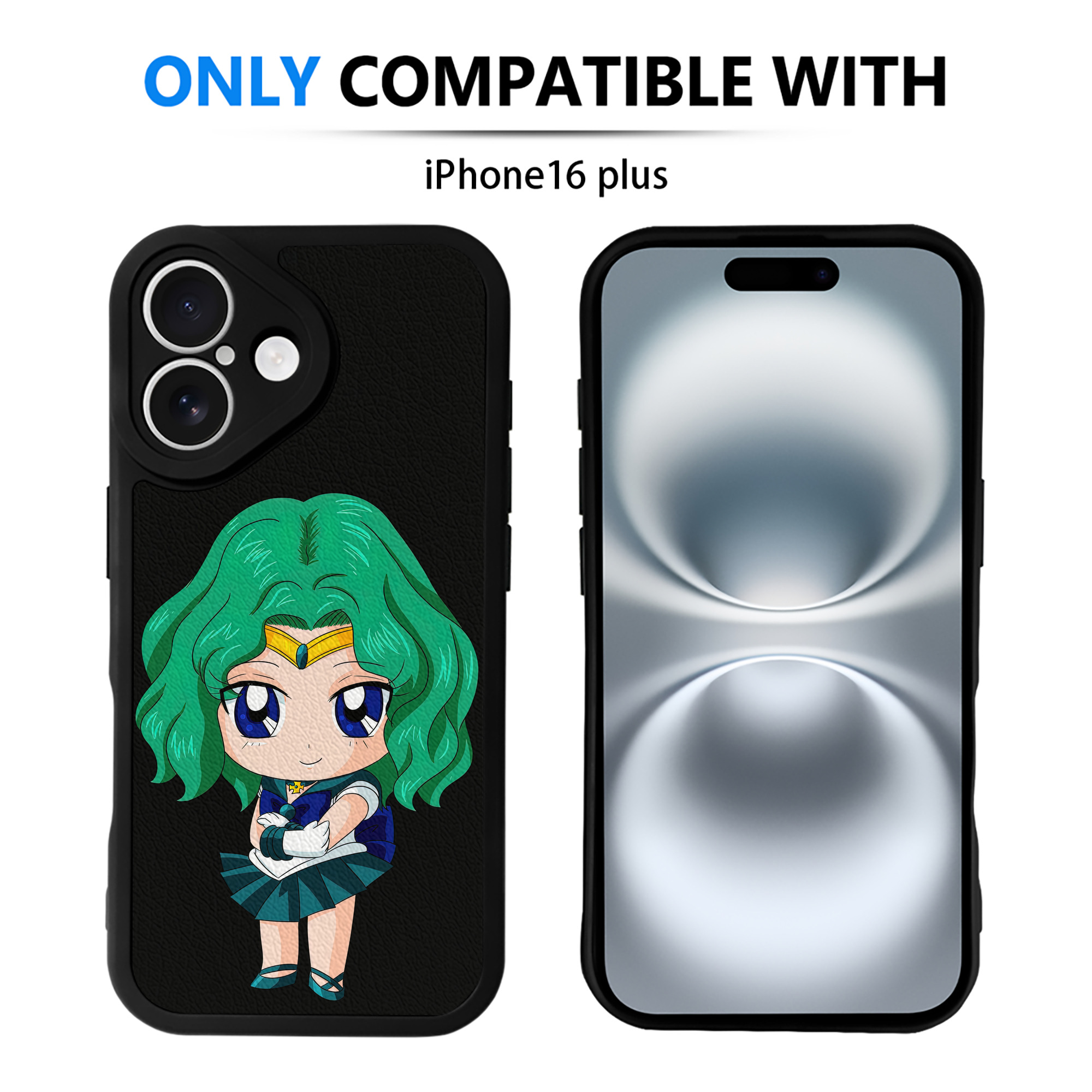 （画像用） 美少女戦士セーラームーン 海王 みちる（かいおう みちる） Sailor Moon Kaiou Michiru 【iPhone 16シリーズ対応】シリコンスマホケース（レザー調） 材質：シリコン